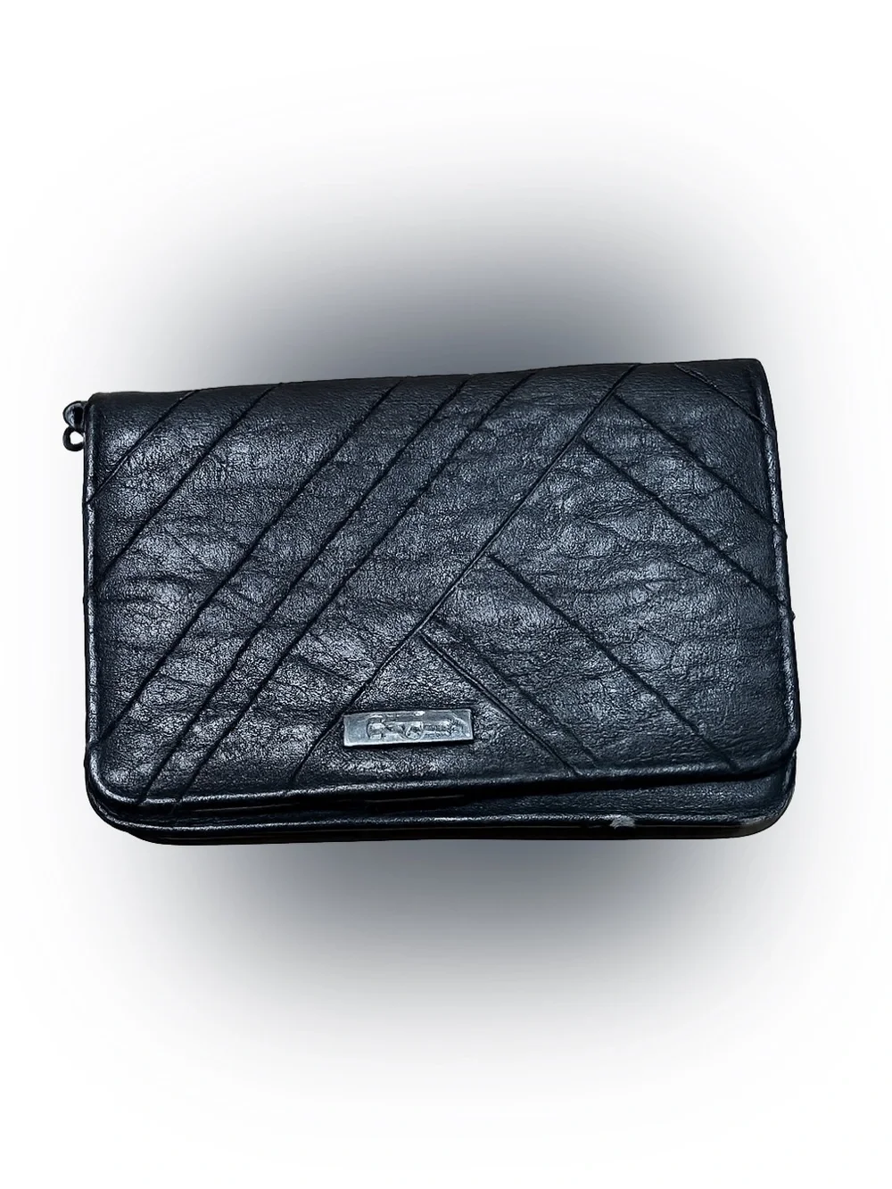 Jessica Simpson Black Checkbook Wallet Leopard Print Interior Faux Leather
